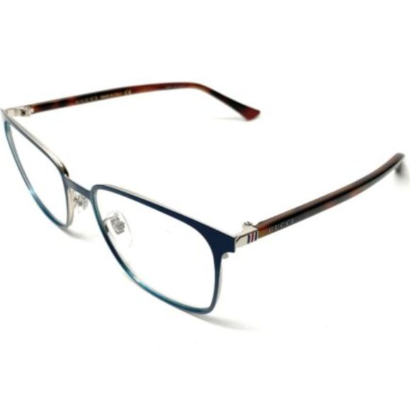 Gucci Men's Shiny Blue Rectangle Eyeglasses! - Picture 1 of 4